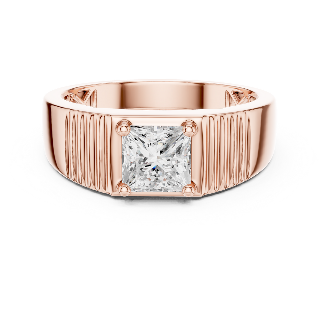 0.78 CT Princess Cut Solitaire Men's Ring