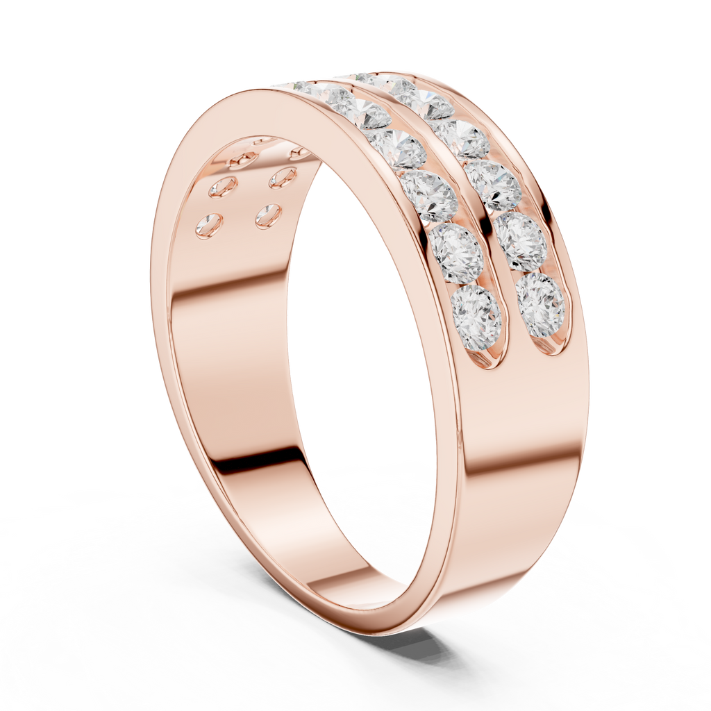1.32 CT Double Row Diamond Men's Band Ring