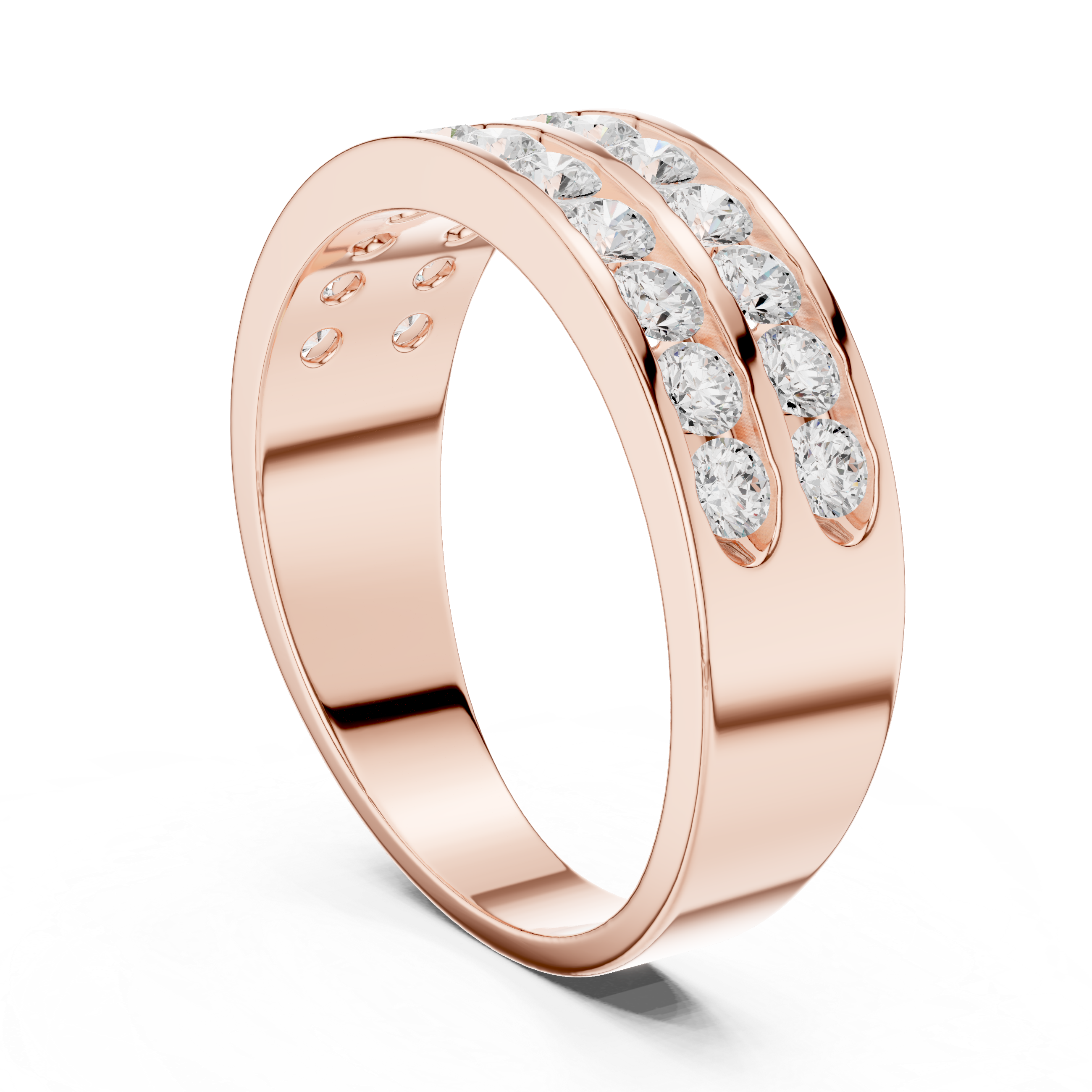 1.32 CT Double Row Diamond Men's Band Ring