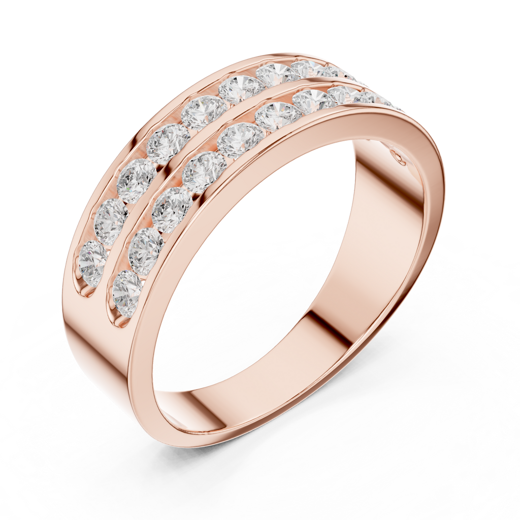 1.32 CT Double Row Diamond Men's Band Ring