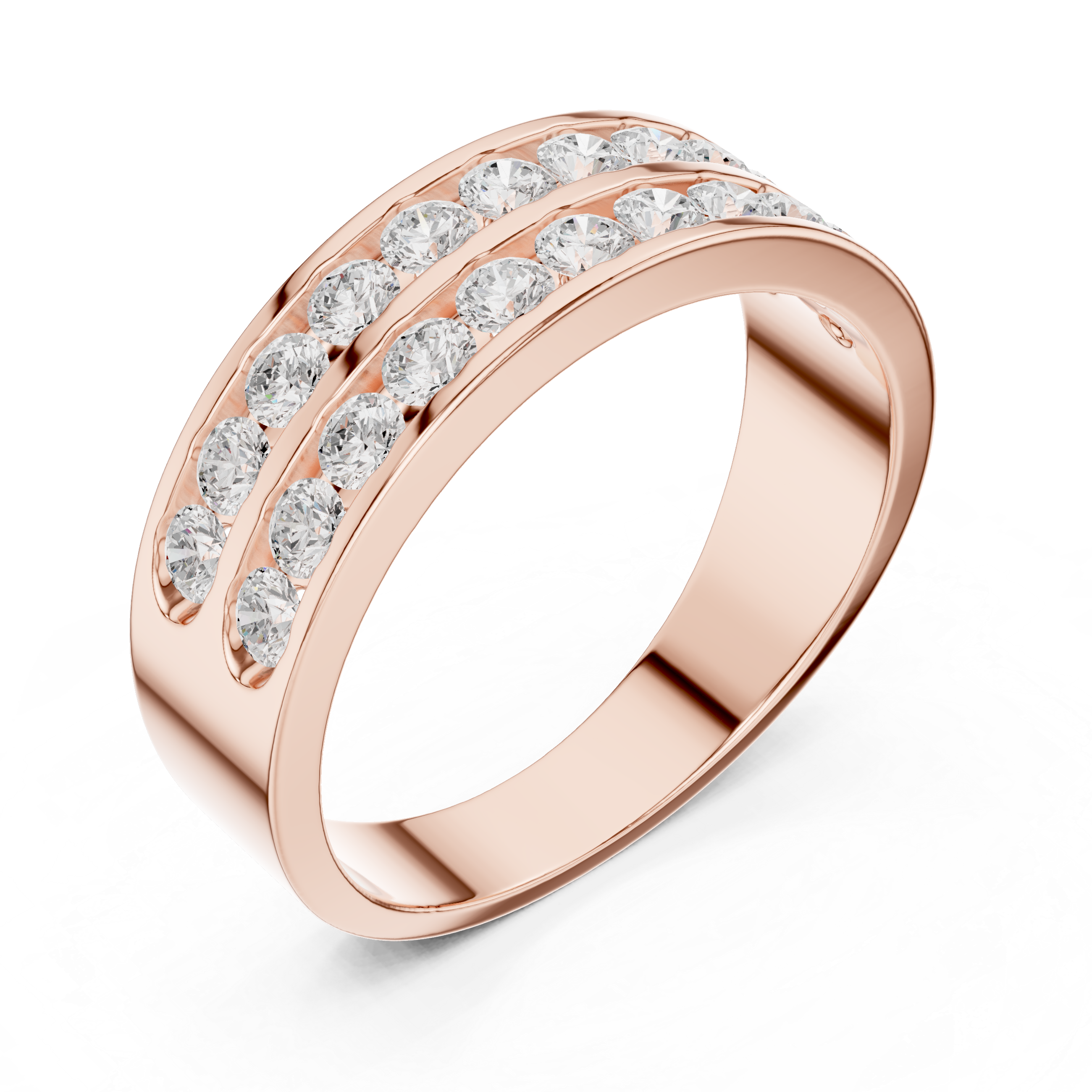 1.32 CT Double Row Diamond Men's Band Ring