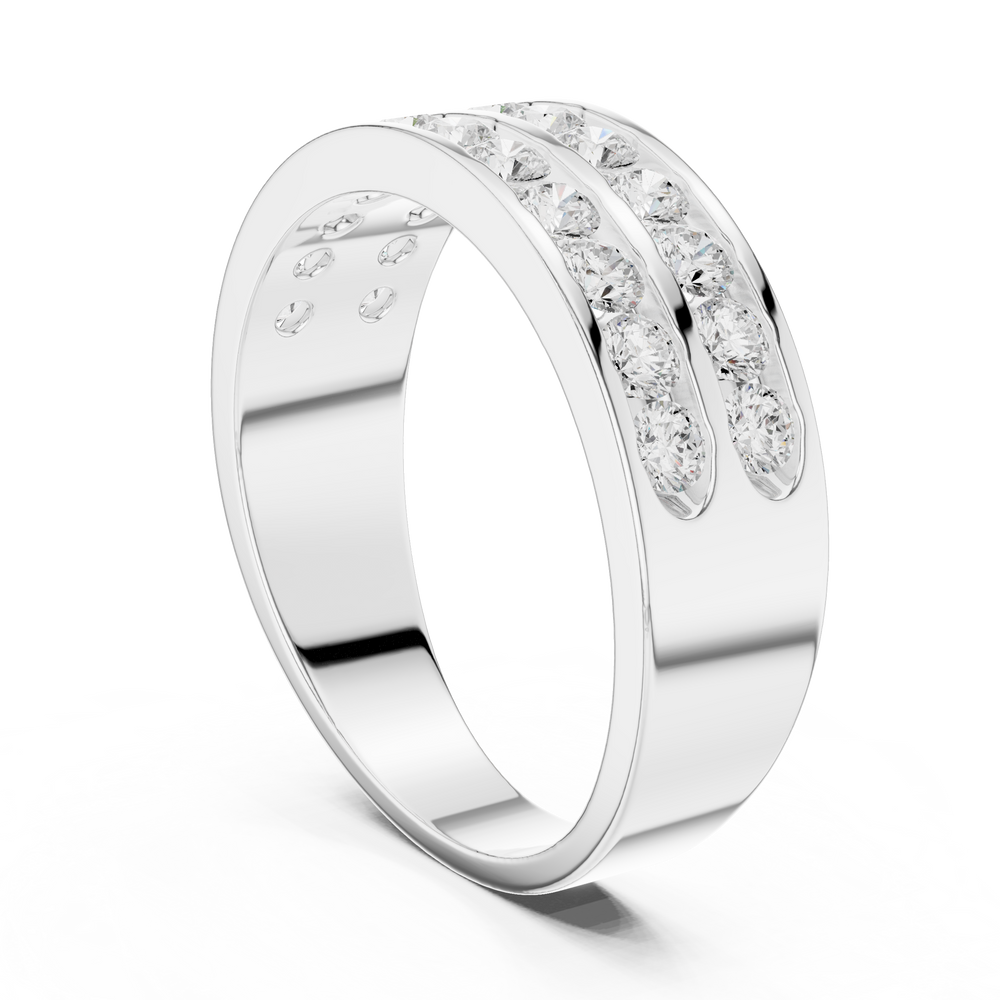 1.32 CT Double Row Diamond Men's Band Ring