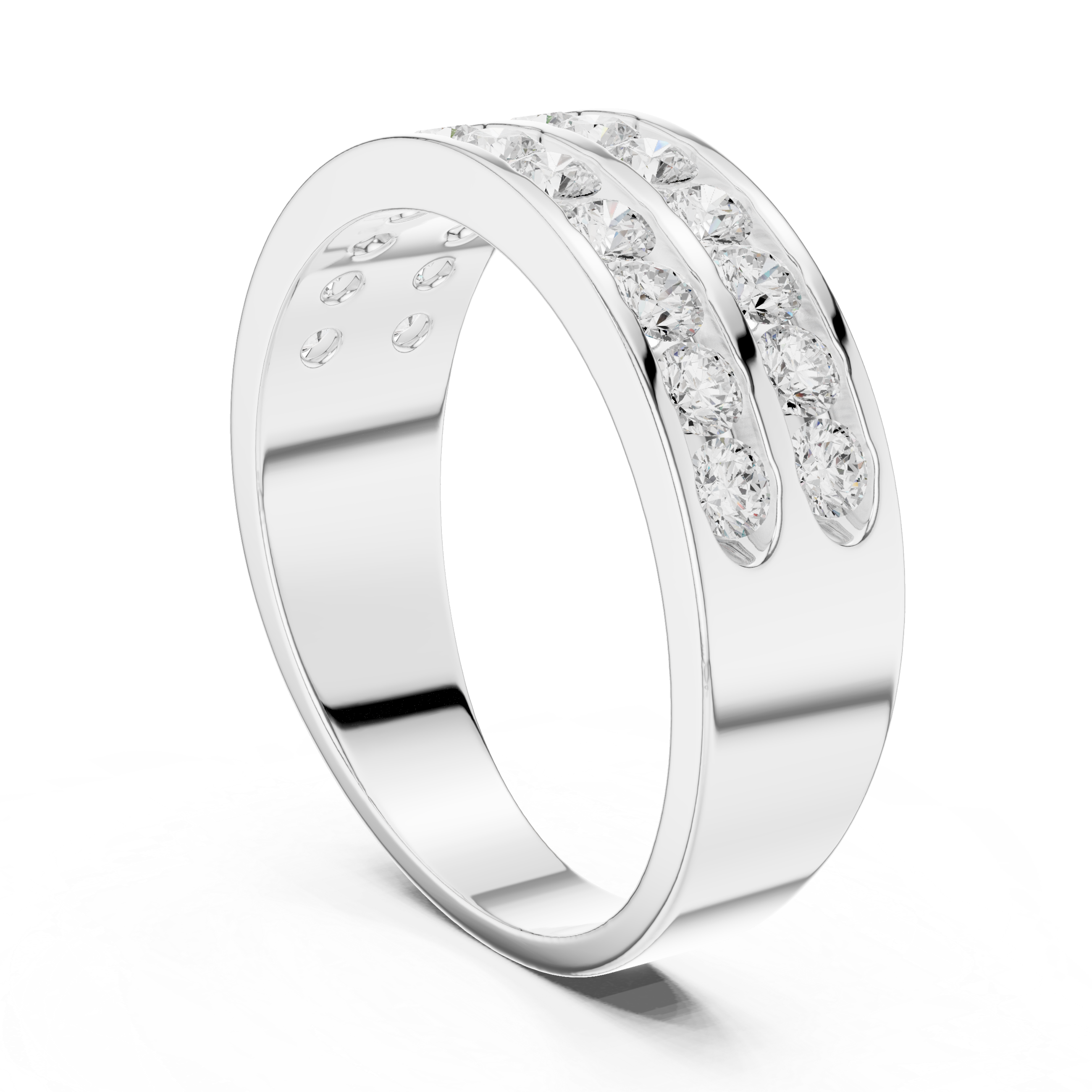 1.32 CT Double Row Diamond Men's Band Ring