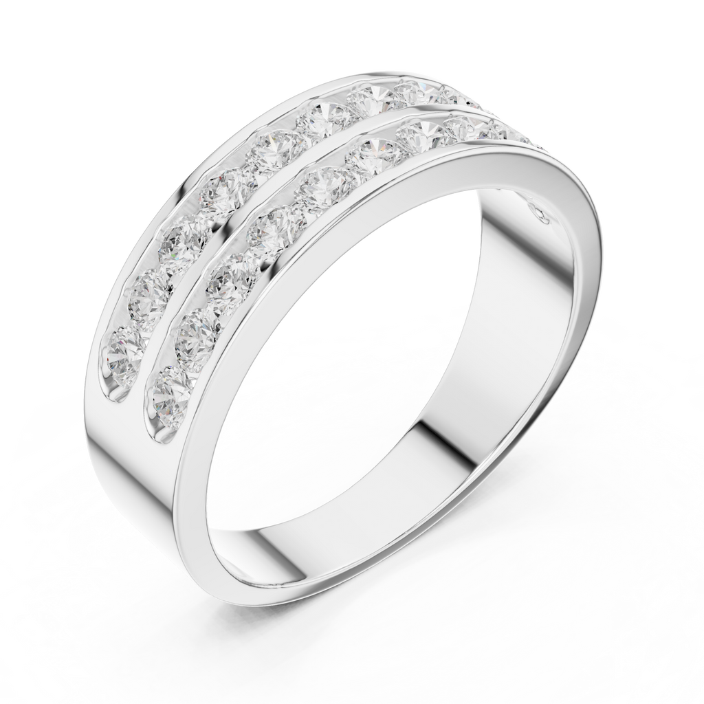 1.32 CT Double Row Diamond Men's Band Ring