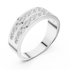 1.32 CT Double Row Diamond Men's Band Ring