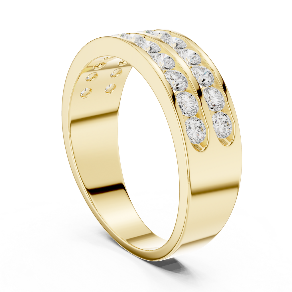 1.32 CT Double Row Diamond Men's Band Ring