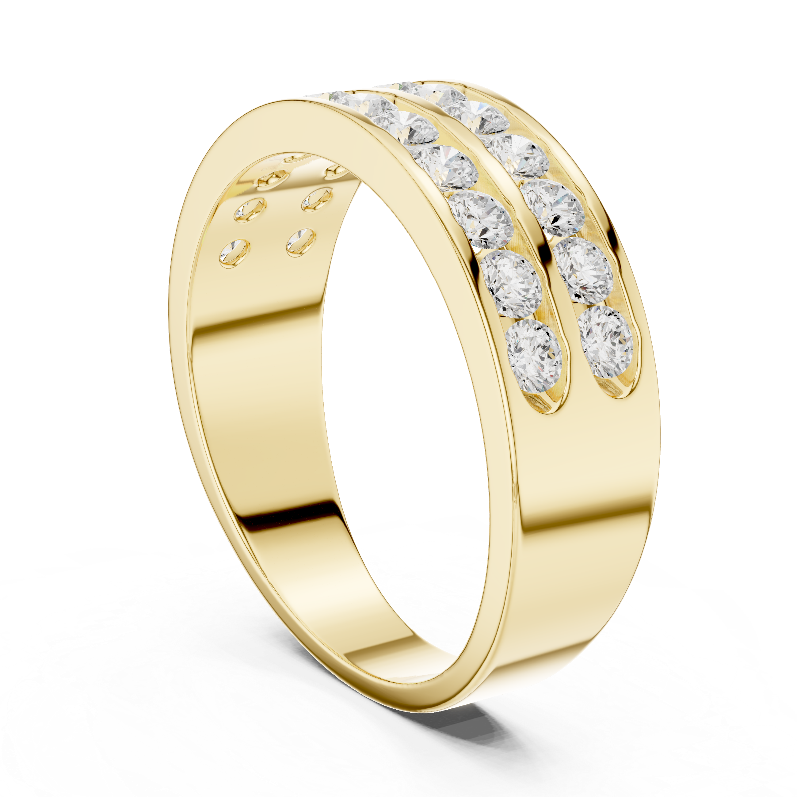 1.32 CT Double Row Diamond Men's Band Ring