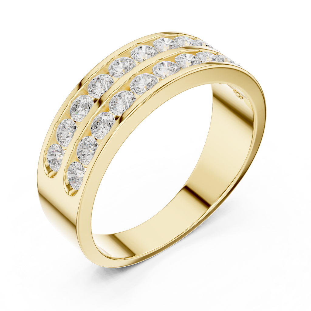 1.32 CT Double Row Diamond Men's Band Ring