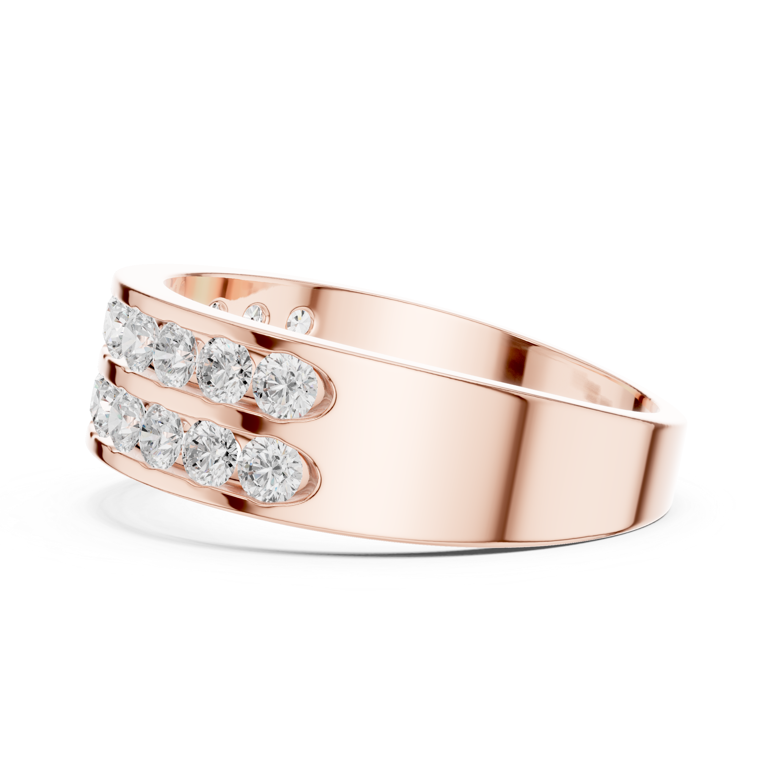 1.32 CT Double Row Diamond Men's Band Ring