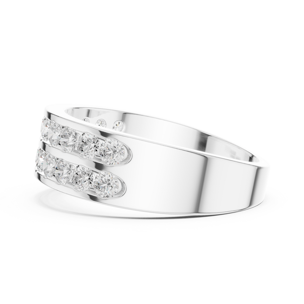 1.32 CT Double Row Diamond Men's Band Ring