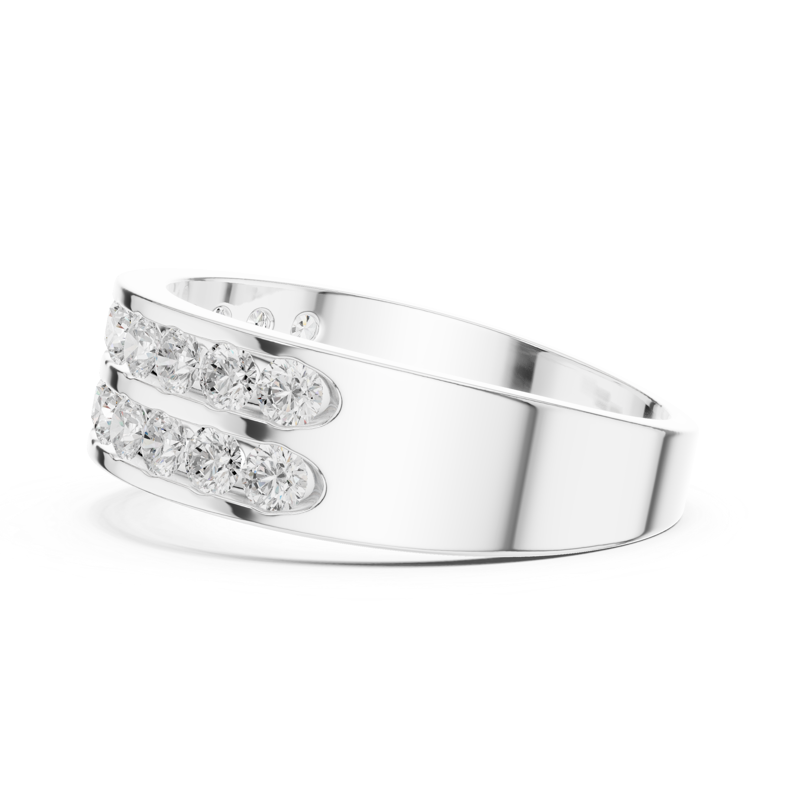 1.32 CT Double Row Diamond Men's Band Ring