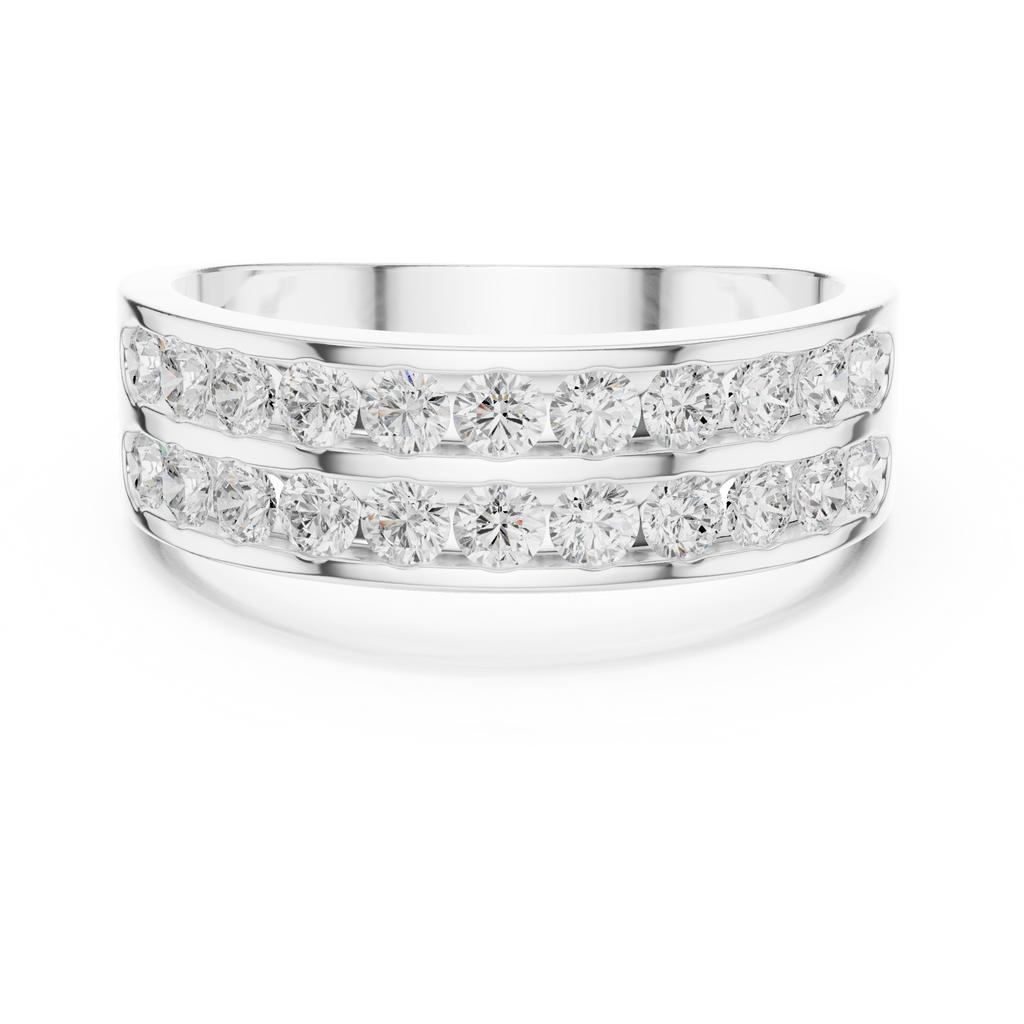 1.32 CT Double Row Diamond Men's Band Ring