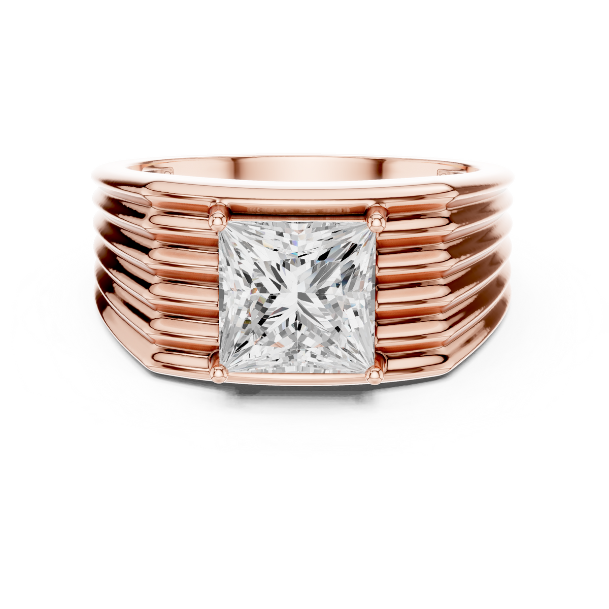 Imperial Crown Princess Cut Solitaire Men's Diamond Ring – view 5 of 12, lab grown diamond ring | Jewelix Atelier
