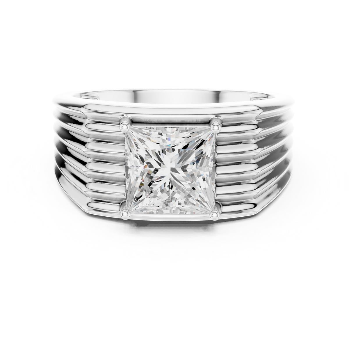 Imperial Crown Princess Cut Solitaire Men's Diamond Ring – view 1 of 12, lab grown diamond ring | Jewelix Atelier