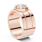 1.42 CT Round Cut Hexagon Halo Men's Diamond Ring