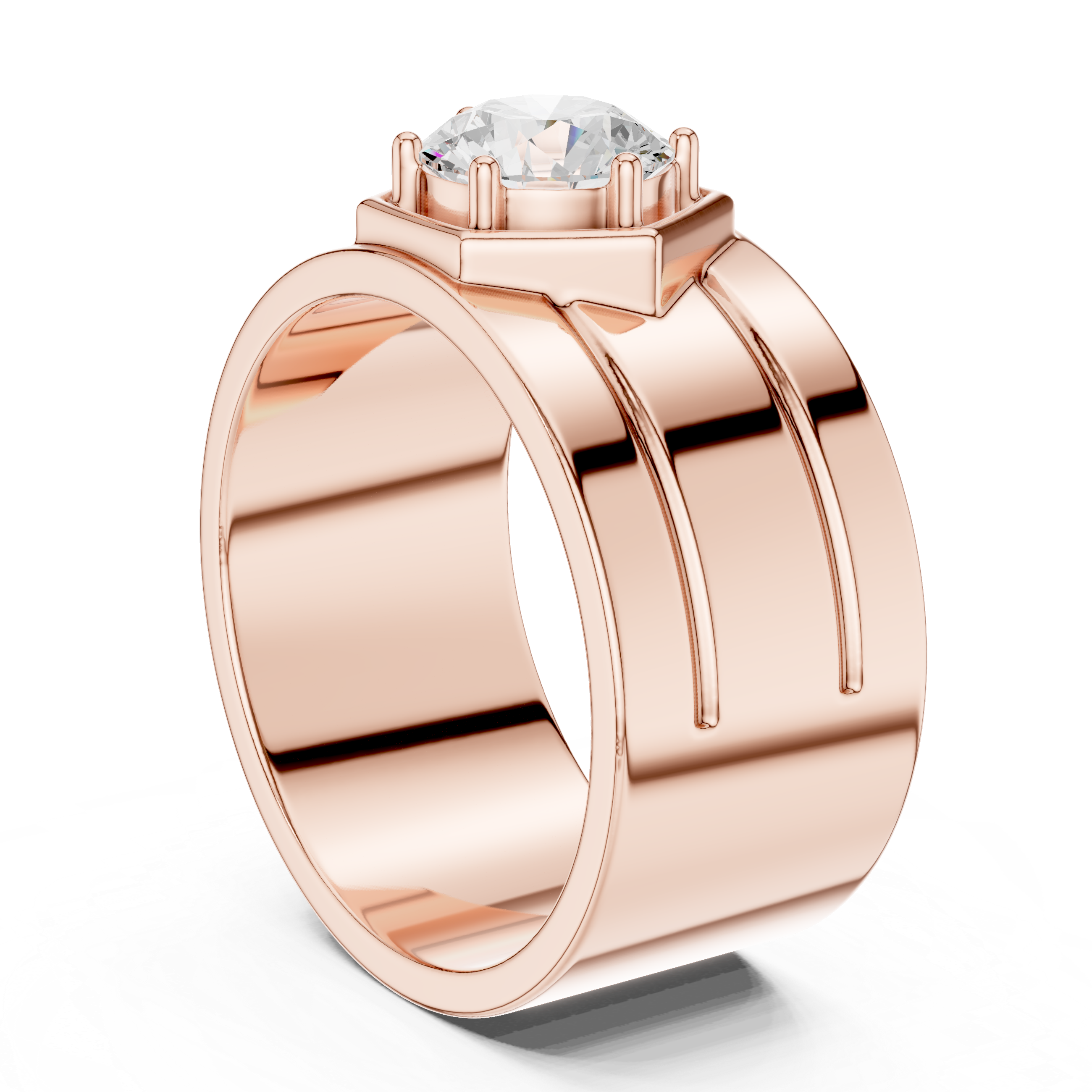 1.42 CT Round Cut Hexagon Halo Men's Diamond Ring