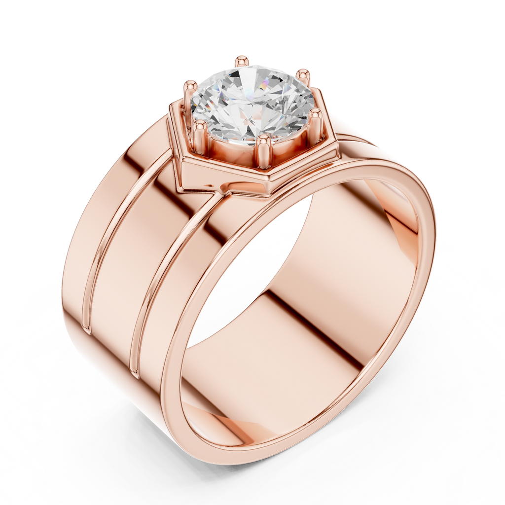 1.42 CT Round Cut Hexagon Halo Men's Diamond Ring