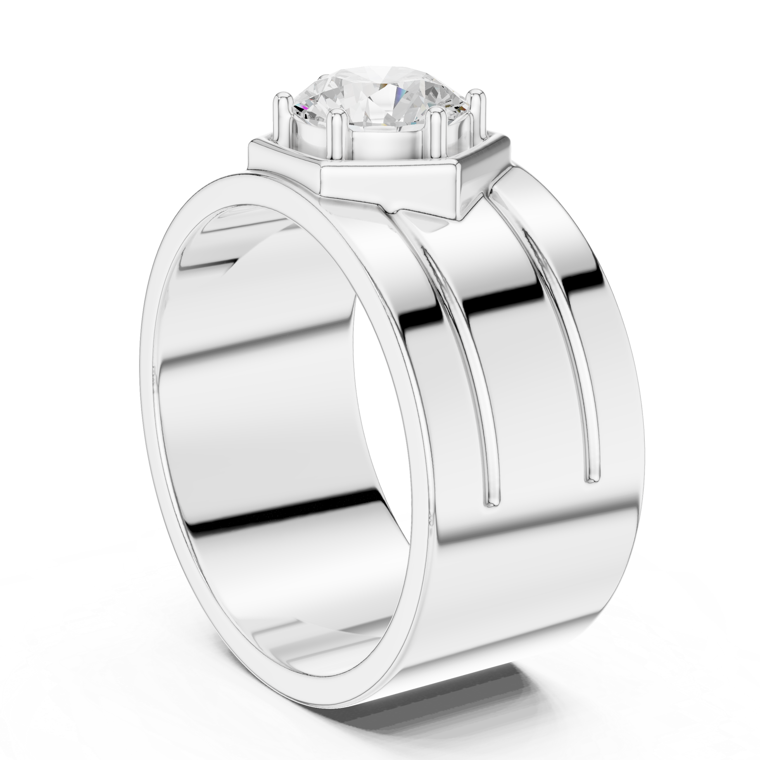 1.42 CT Round Cut Hexagon Halo Men's Diamond Ring