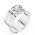 1.42 CT Round Cut Hexagon Halo Men's Diamond Ring