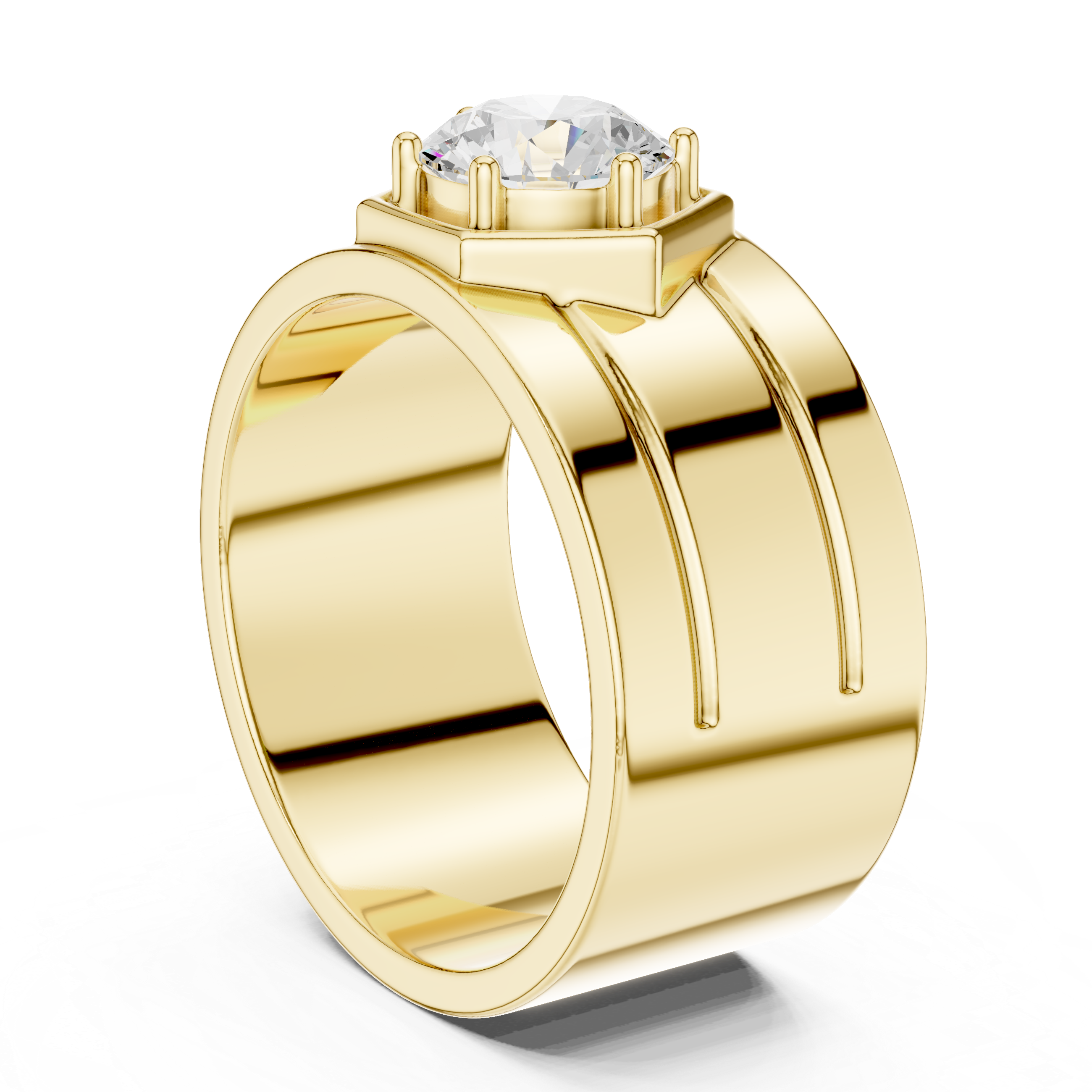 1.42 CT Round Cut Hexagon Halo Men's Diamond Ring