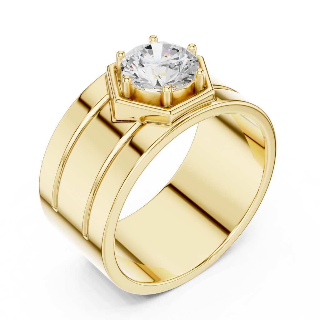 1.42 CT Round Cut Hexagon Halo Men's Diamond Ring