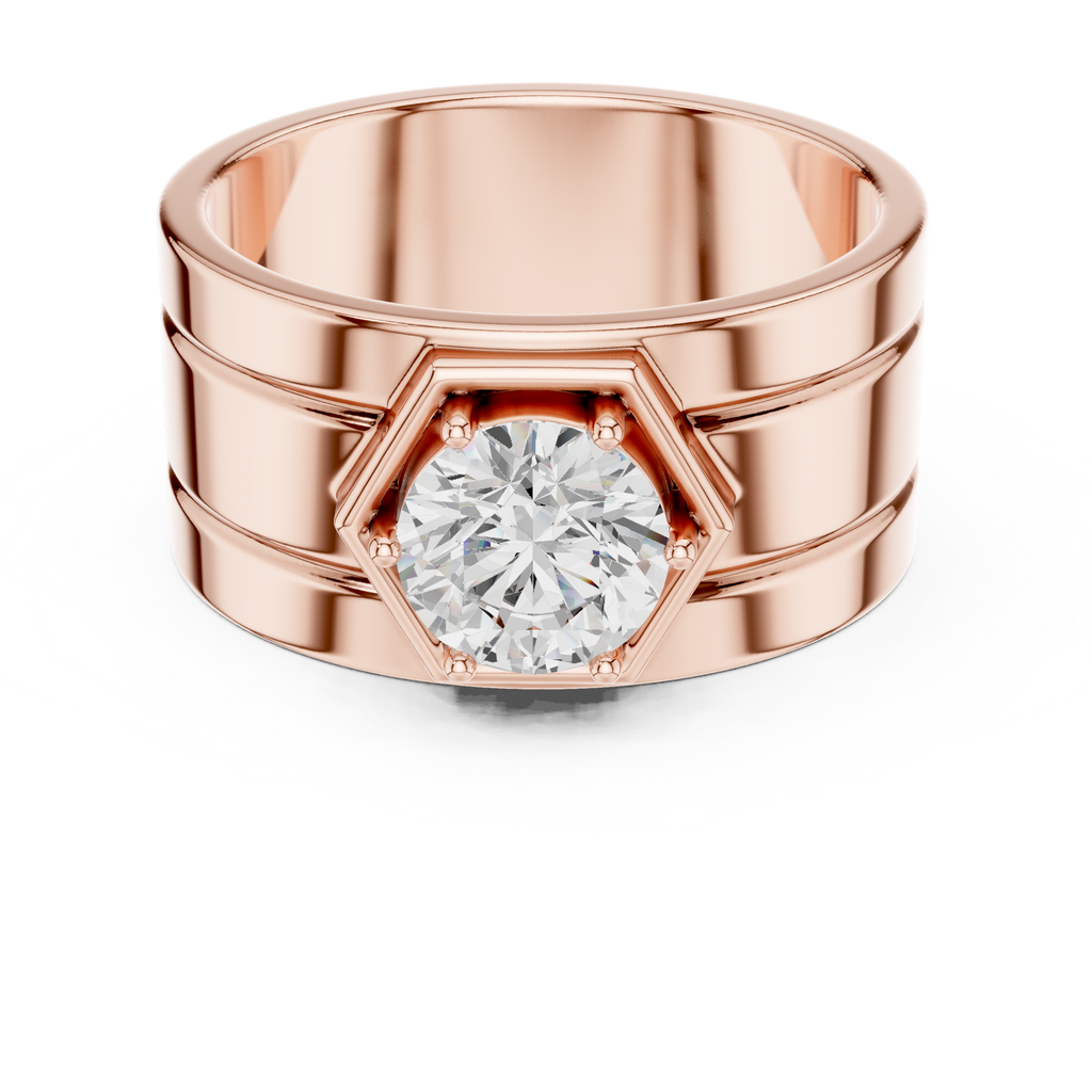 1.42 CT Round Cut Hexagon Halo Men's Diamond Ring