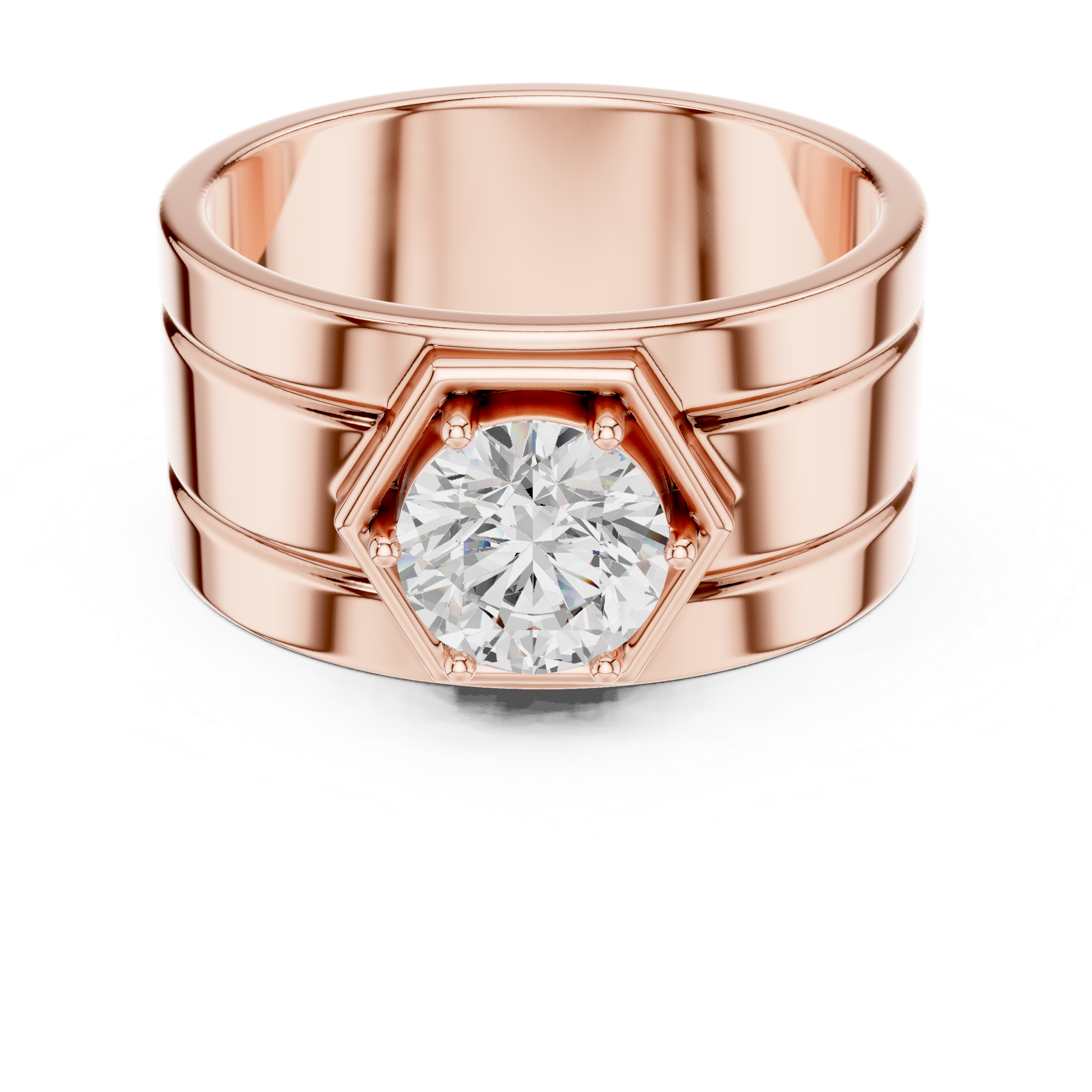 1.42 CT Round Cut Hexagon Halo Men's Diamond Ring