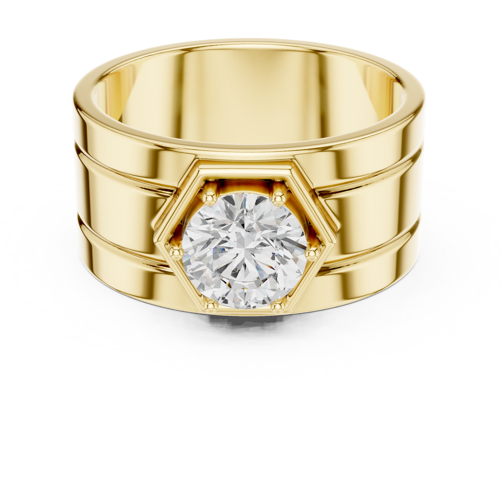 1.42 CT Round Cut Hexagon Halo Men's Diamond Ring