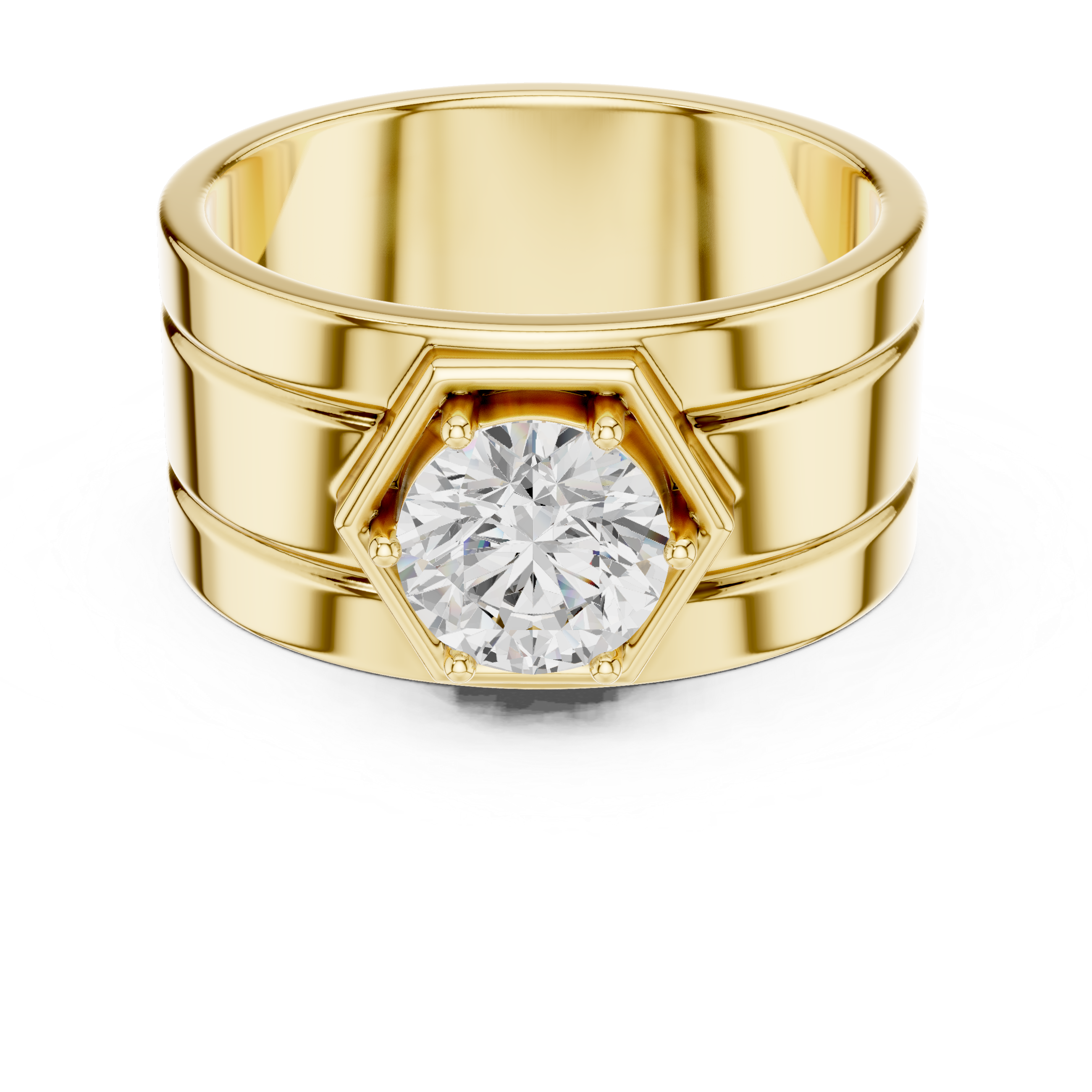 1.42 CT Round Cut Hexagon Halo Men's Diamond Ring