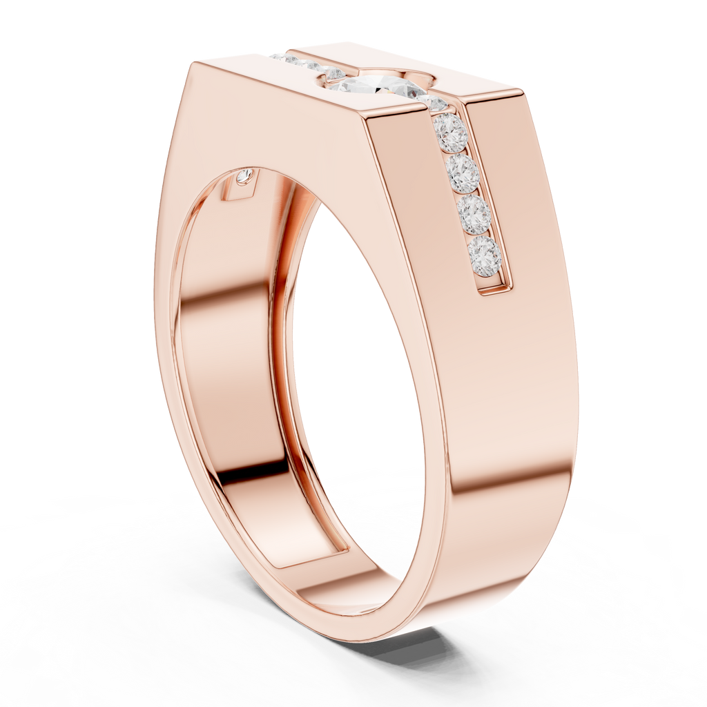 0.68 CT Round Cut Men's Diamond Signet Ring