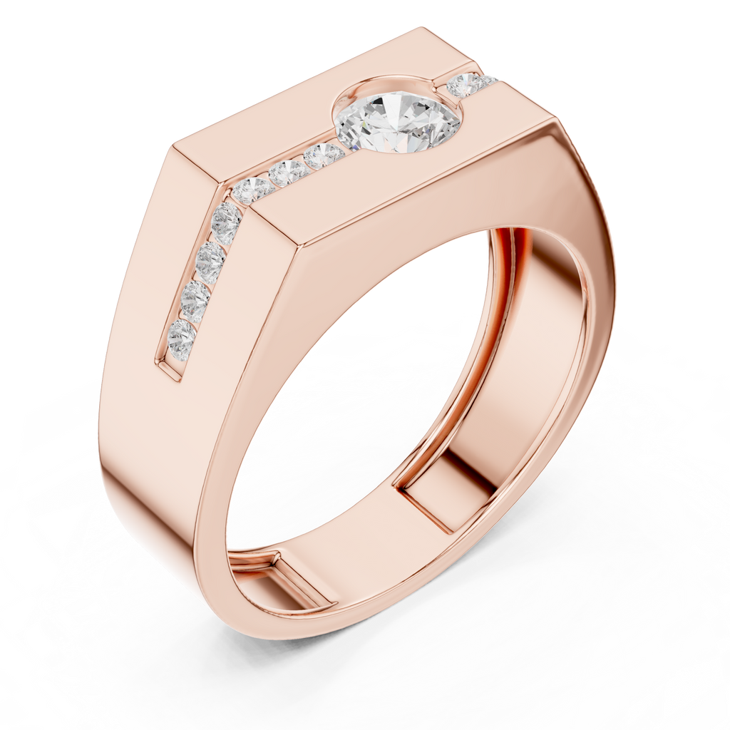 0.68 CT Round Cut Men's Diamond Signet Ring