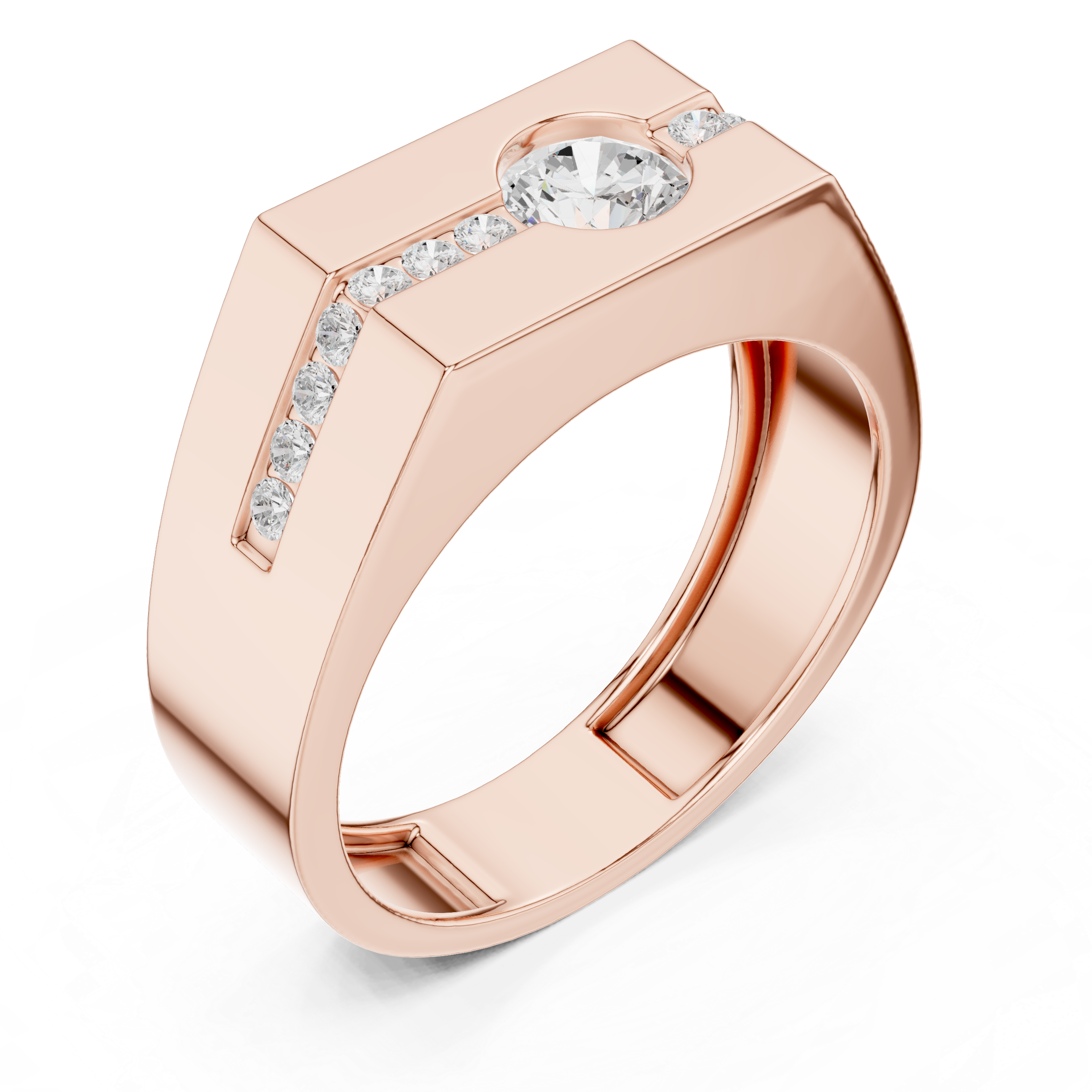 0.68 CT Round Cut Men's Diamond Signet Ring