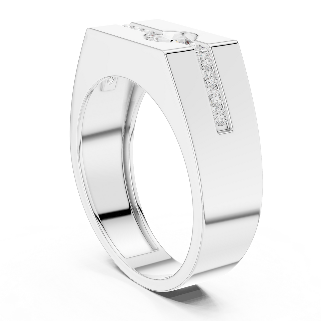 0.68 CT Round Cut Men's Diamond Signet Ring