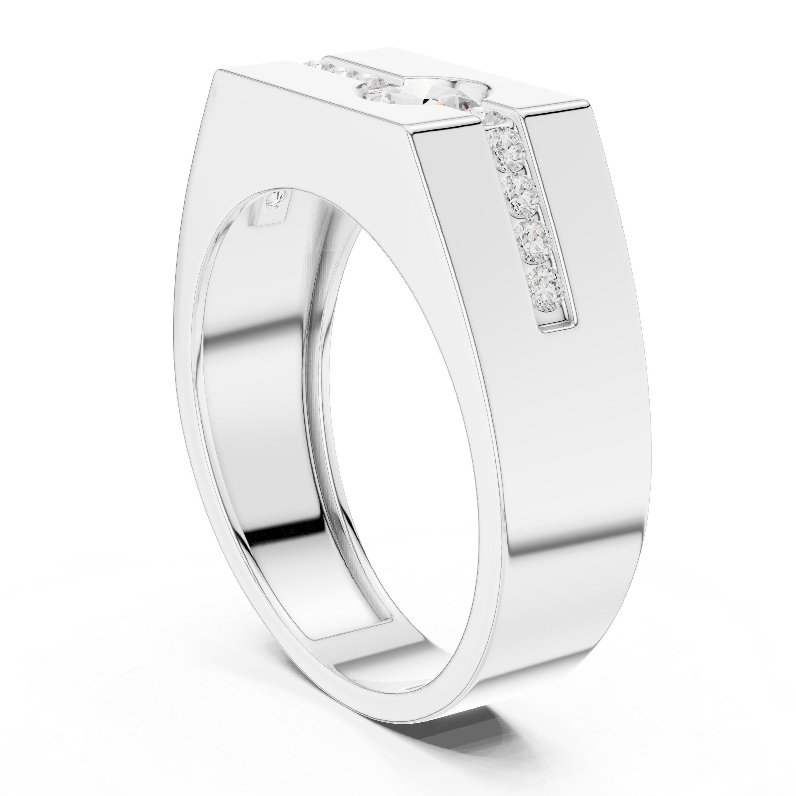 0.68 CT Round Cut Men's Diamond Signet Ring