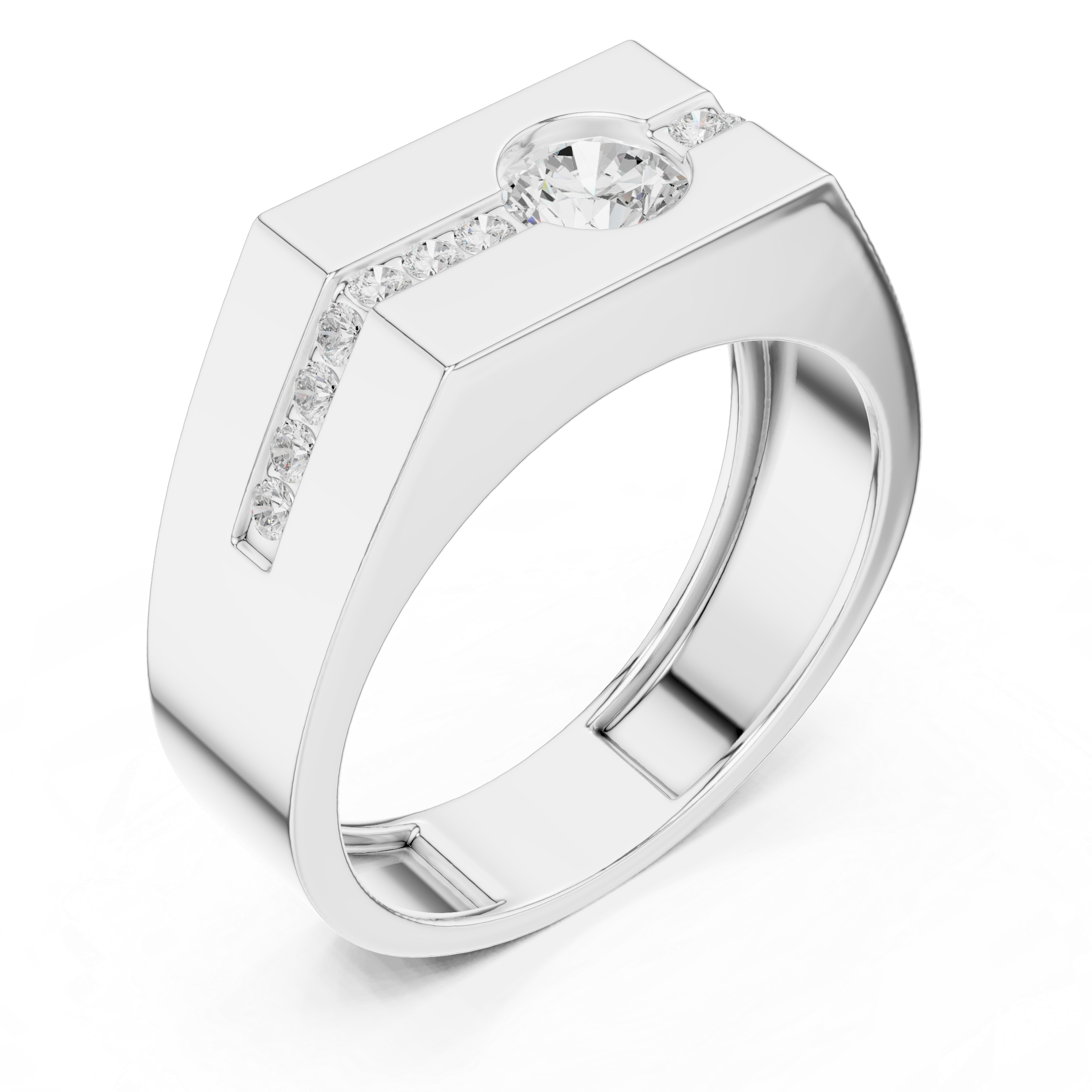 0.68 CT Round Cut Men's Diamond Signet Ring