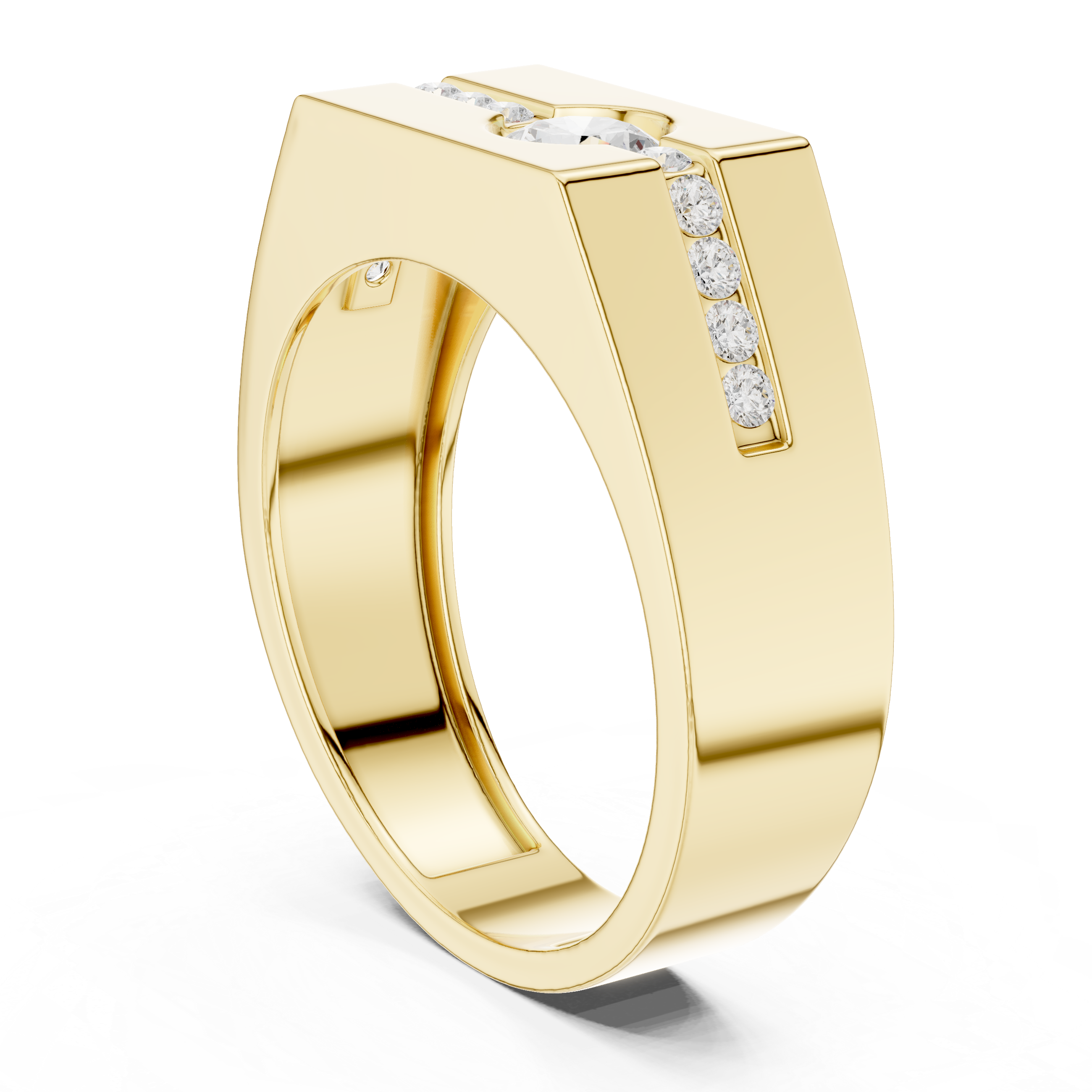 0.68 CT Round Cut Men's Diamond Signet Ring