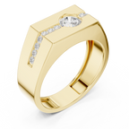 0.68 CT Round Cut Men's Diamond Signet Ring