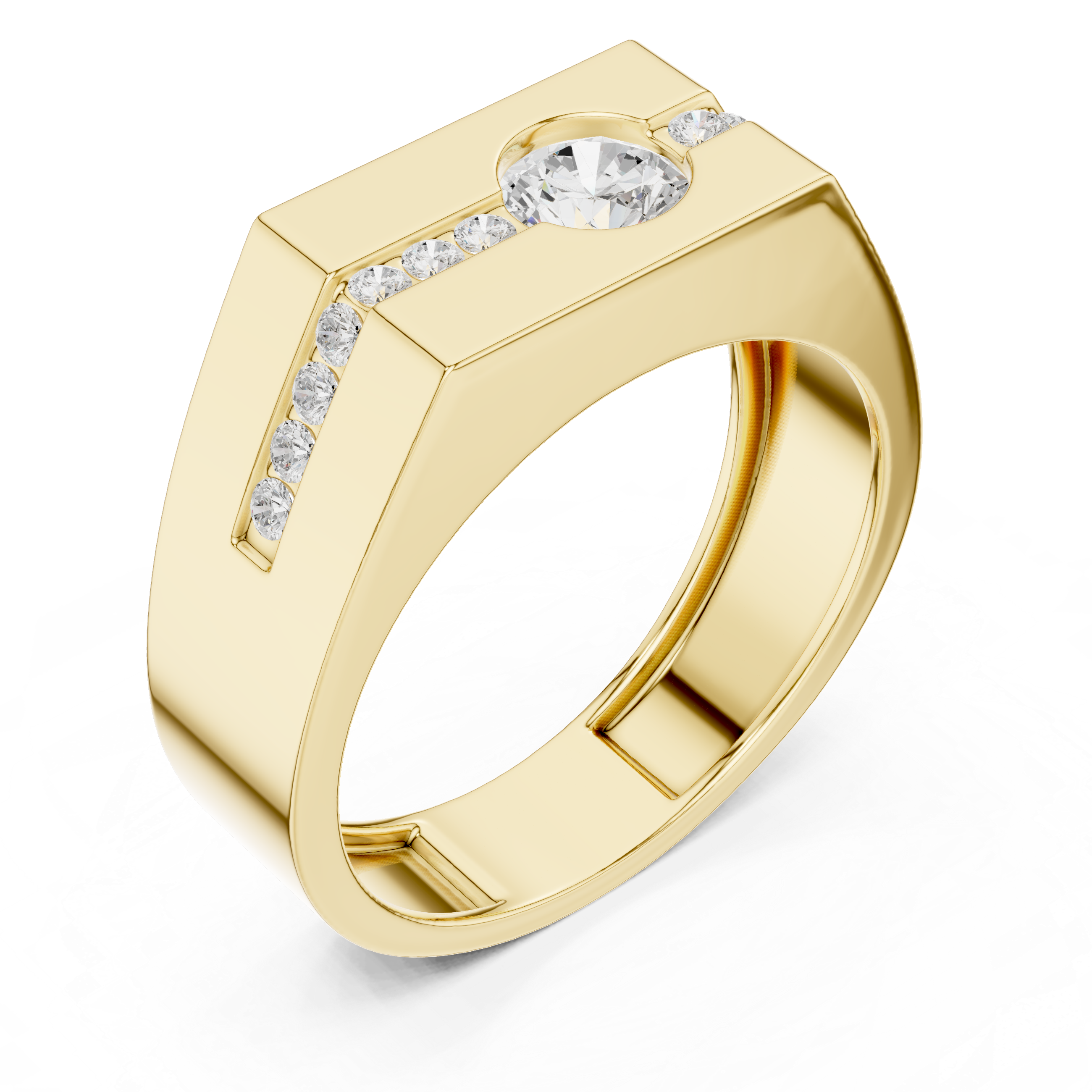 0.68 CT Round Cut Men's Diamond Signet Ring