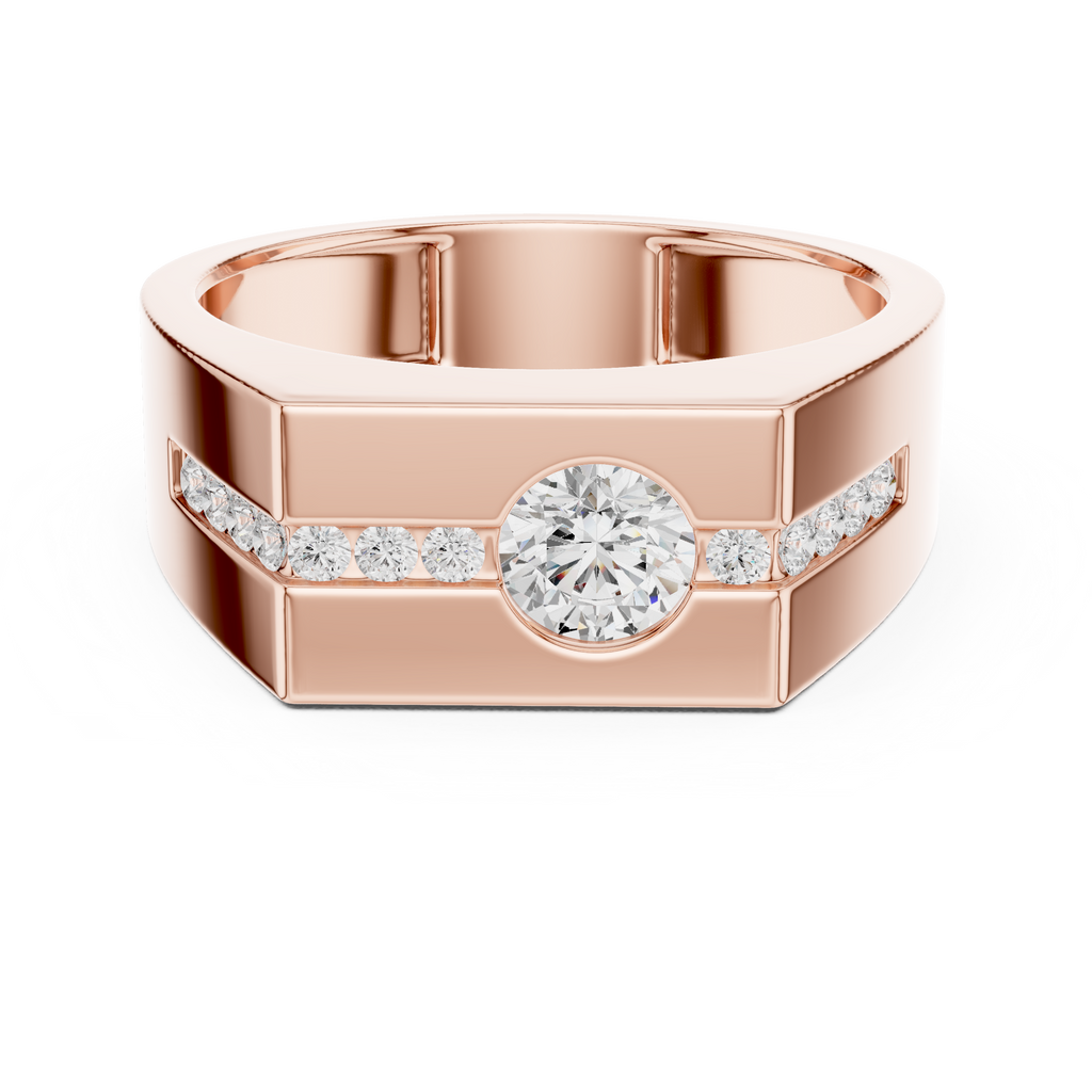 0.68 CT Round Cut Men's Diamond Signet Ring