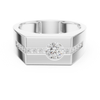 0.68 CT Round Cut Men's Diamond Signet Ring