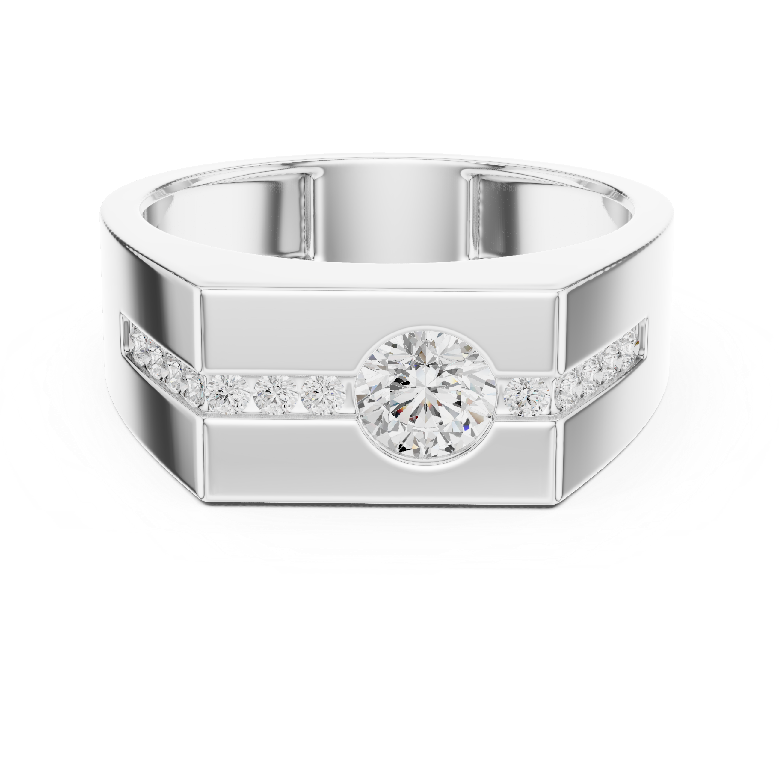 0.68 CT Round Cut Men's Diamond Signet Ring