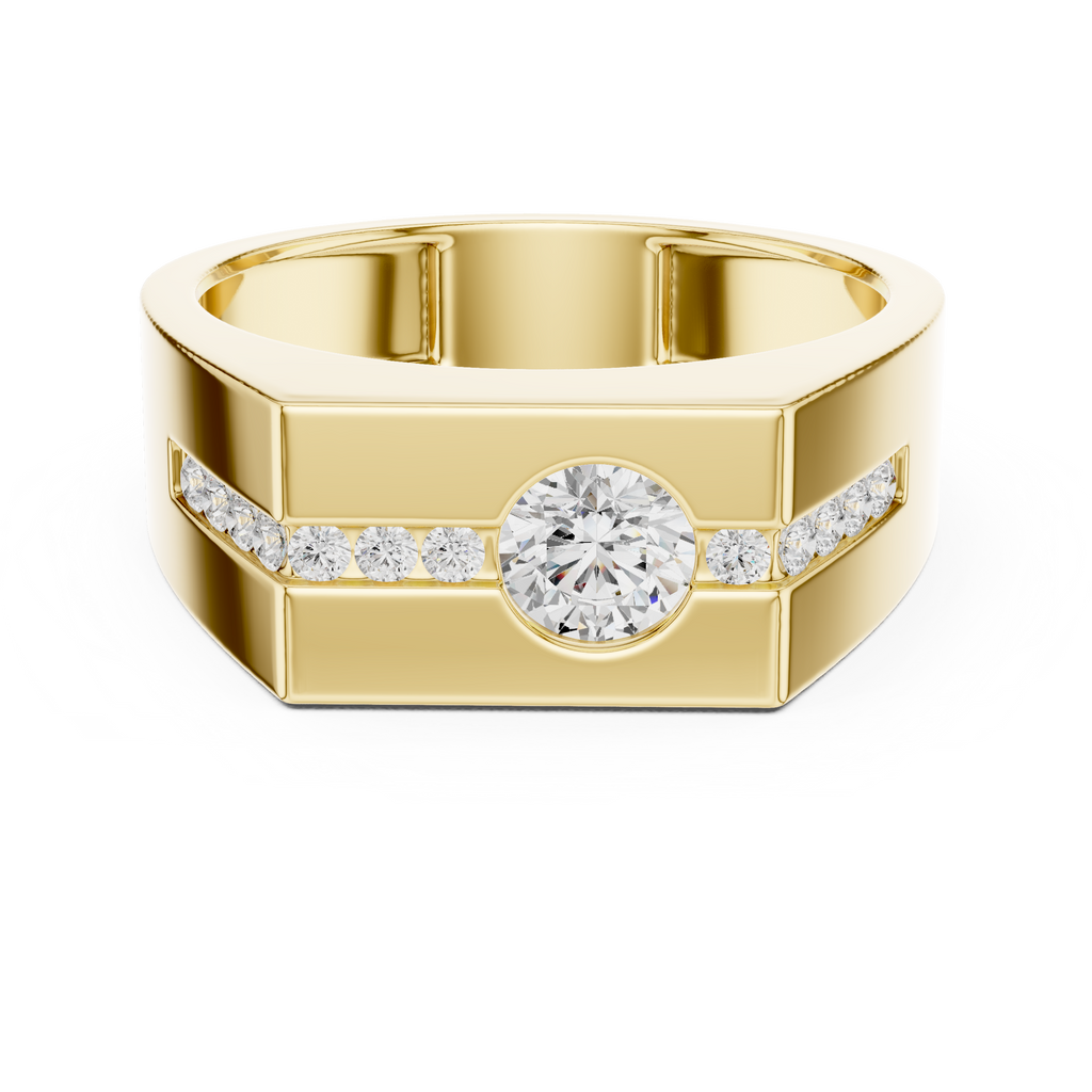0.68 CT Round Cut Men's Diamond Signet Ring