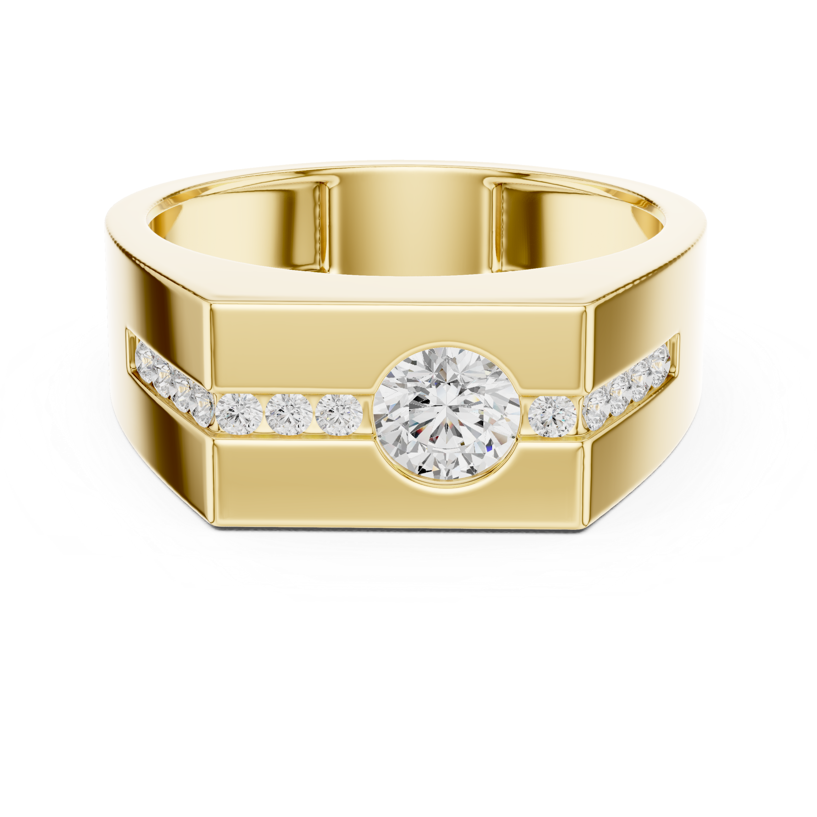 0.68 CT Round Cut Men's Diamond Signet Ring