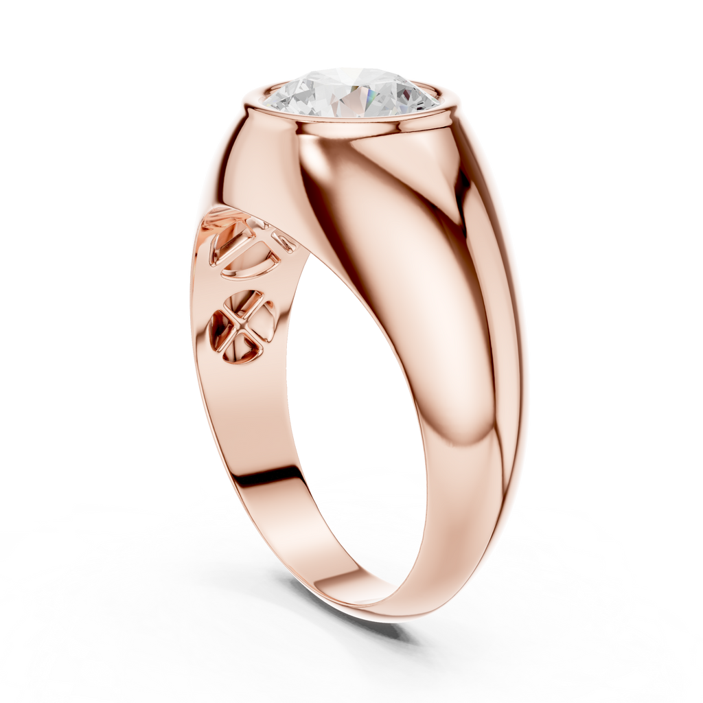 1.92 CT Round Cut Bezel Set Men's Diamond Ring