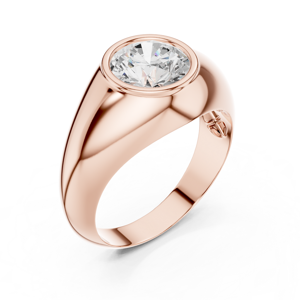 1.92 CT Round Cut Bezel Set Men's Diamond Ring