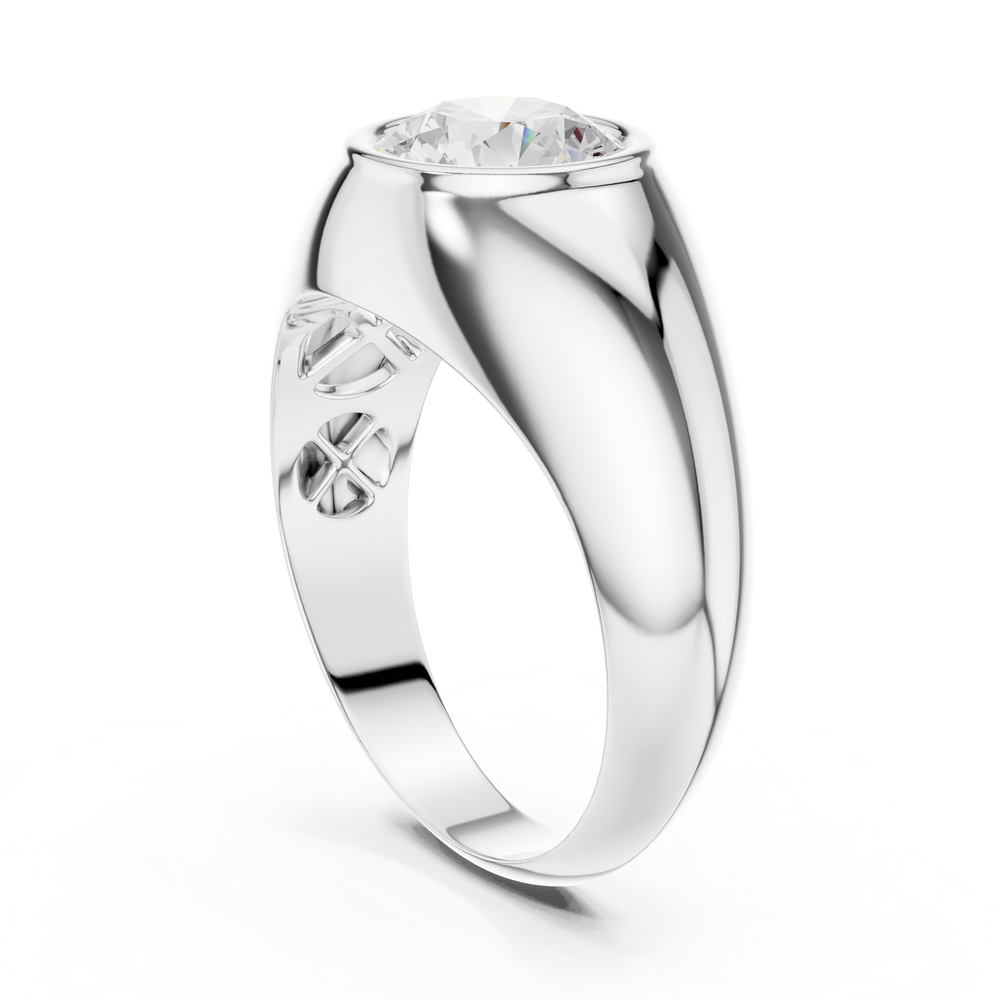 1.92 CT Round Cut Bezel Set Men's Diamond Ring