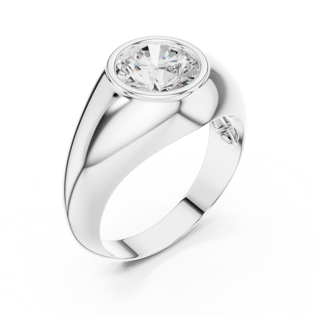 1.92 CT Round Cut Bezel Set Men's Diamond Ring