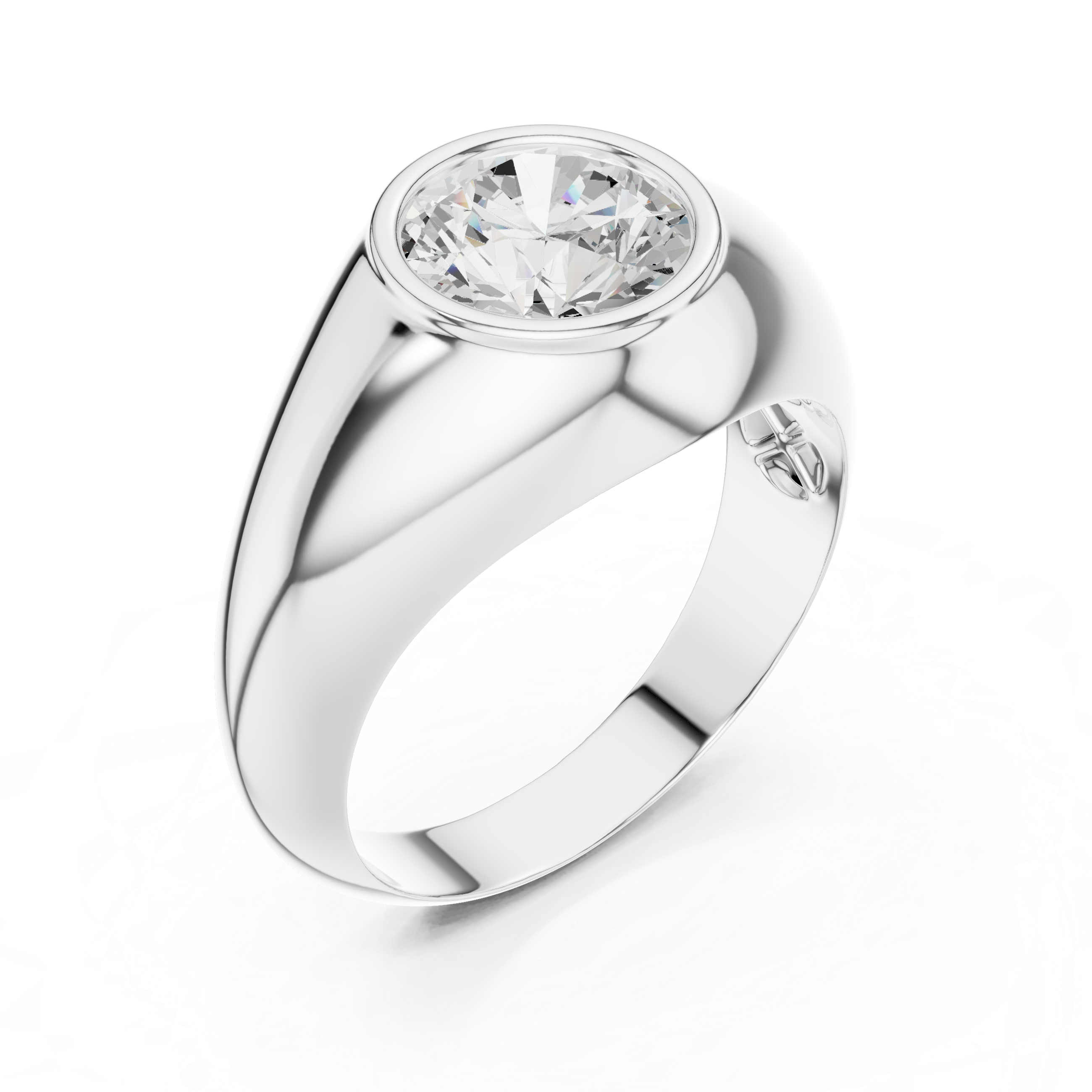 1.92 CT Round Cut Bezel Set Men's Diamond Ring