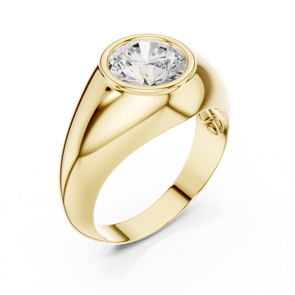 1.92 CT Round Cut Bezel Set Men's Diamond Ring