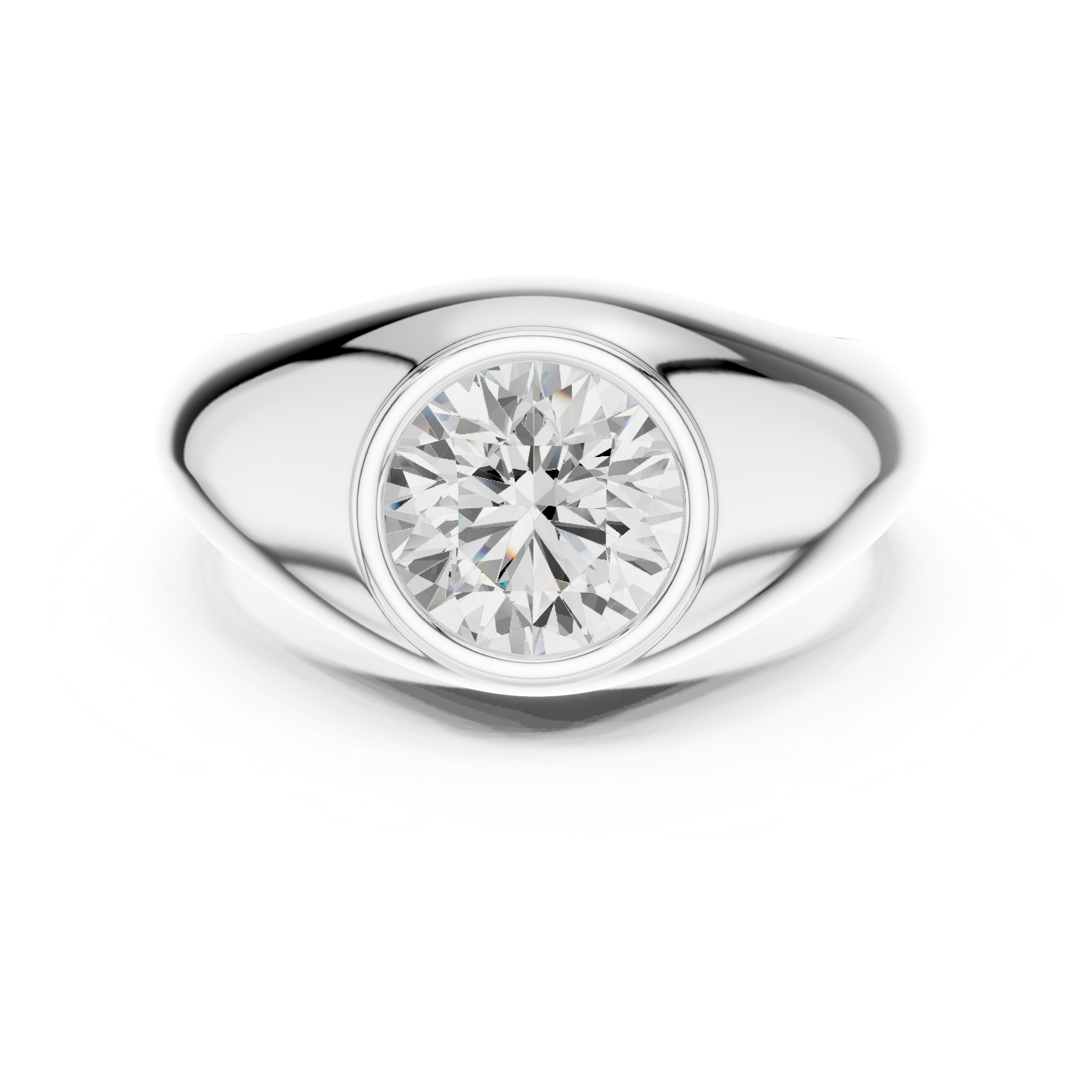 1.92 CT Round Cut Bezel Set Men's Diamond Ring